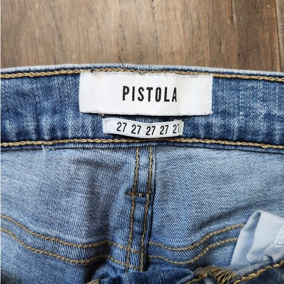 Pistola Skinny Jeans Tuxedo Stripe High Rise Light Wash Blue Denim Size 27 - Picture 3 of 5